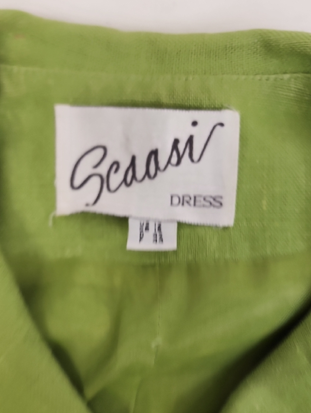 Scaasi Lime Green Linen Cropped Jacket Textured Button Blazer Size 12 - Picture 6 of 16
